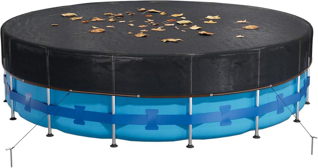 24FT Round Leaf Net Pool Cover for Above Ground Pools, Mesh Pool Cover for Catching Leaves and Debris, Durable Weather Resistant Net Cover with Grommets, Garden Sun Shade Netting (Only Cover)