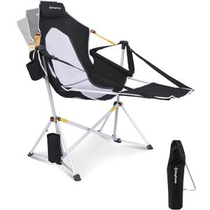 KingCamp Hammock Chair with Footrest Heavy Duty Swinging Rocking Camping Chairs for Adults up to 400lbs, Folding Portable Oversized Rocker with Cup Holder & Pillow for Outdoor Beach Lawn RV Sports