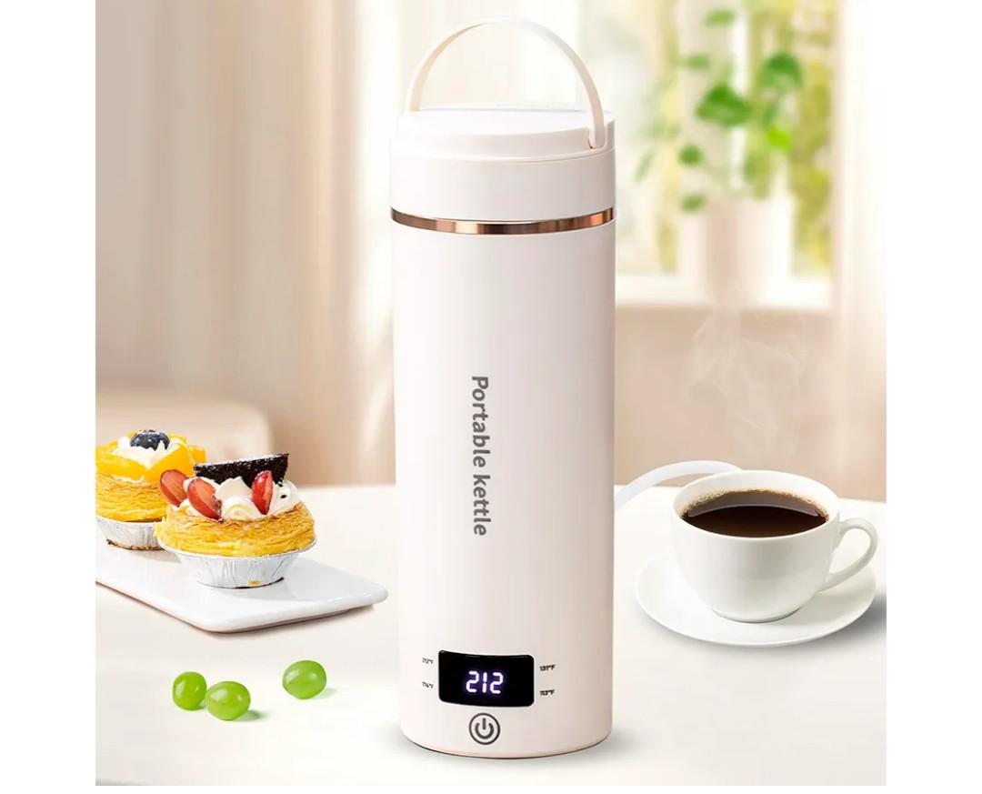Travel Electric Kettle Portable Mini Kettle,Small Hot Water Boiler with 4 Temperature Settings,304 Stainless Steel,Fast Boiling Water with Auto Shut-Off and Boil Dry Protection,400ml (Beige, 400ML)