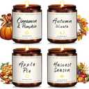 Auelife Fall Candle Set | 4 Pack Scented Candles for Home - Candle Gifts for Women Men, Soy Candles Home Scented | Autumn Fragrance of - Apple Pie/Cinnamon/Harvest/Wreath