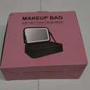 Travel Makeup Bag with Lighted MirrorMakeup Train Case with Adjustable Dividers and 3 Light Modes, PVC, Pink
