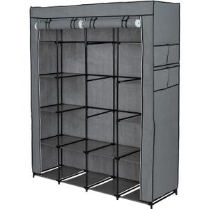  Portable Closet Organizer Storage, Wardrobe Closet with Non-Woven Fabric 14 Shelves, Easy to Assemble, Gray，Designed for Small Apartments