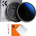 K&F Concept 43mm Variable ND Camera Lens Filter ND2-ND400 (1-9 Stops) + Filter Cap + Cleaning Cloth 18 Multi-Layer Coatings Adjustable Neutral Density Ultra Slim Lens Filter (K-Series)