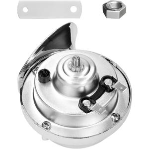 300DB Super Loud Train Horn, 12V Waterproof Electric Snail Horn with Bracket & Nut, Universal Raging Sound Air Horns Replacement Kit for SUV Motorcycle Pickup, Car Accessories (Silver)