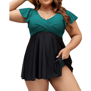 Edelqual Women's Plus Size Tankini Swimsuits Swim Dress Tummy Control Bathing Suits Two Piece High Waisted Swimwear 2025, 3XL