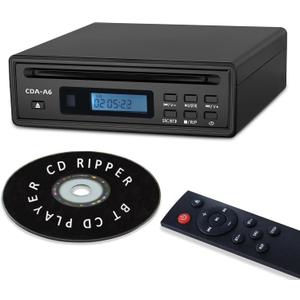 Portable Bluetooth CD Player for Home CD Ripper Hi-Fi Audio CD Player Desktop CD Players Optical and AUX OutputLossless Sound Quality (Black)