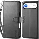 TUCCH Wallet Case for iPhone Air (6.5") 2025, Wrist Strap RFID Blocking 4 Card Slots, Kickstand, Shockproof TPU Shell, PU Leather, Magnetic Closure, Protective Flip Folio Cover, Black