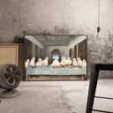 XWNLTEPK Halloween Canvas Art Poster Spectral Last Supper Wall Art Ghostly Figures Banquet Table Dining Hall Archway Panoramic Mountain View Wall Painting for Living Room Bedroom Festive Decor (8x12in Black Framed, A09)