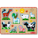 Melissa & Doug Farm Animals Sound Puzzle - Wooden Peg Puzzle with Sound Effects (8 pcs), Pack of 2
