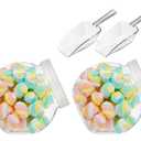 Umigy Plastic Candy Jar with Lid for Candy Buffet with Mini Acrylic Plastic Kitchen Scoop 42 oz Clear Candy Container Cookie Jar for Kitchen Counter Decorative(2 Sets)