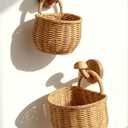 2 Pack Wall Hanging Rattan Baskets, Hand-Woven Storage Basket, Small Wall Hanging Baskets for Kitchen, Washable Decorative Basket, Potato Garlic Onion Storage Baskets