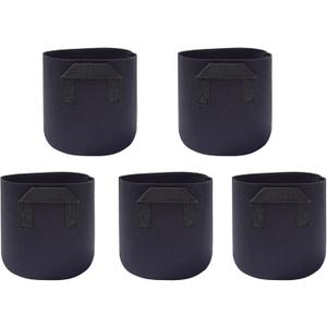 5 Pack 5 Gallon Grow Bags,Nonwoven Fabric Plant Growing Bag with Handles,for Vegetables Flower Fruits Herb Bonsai,Black