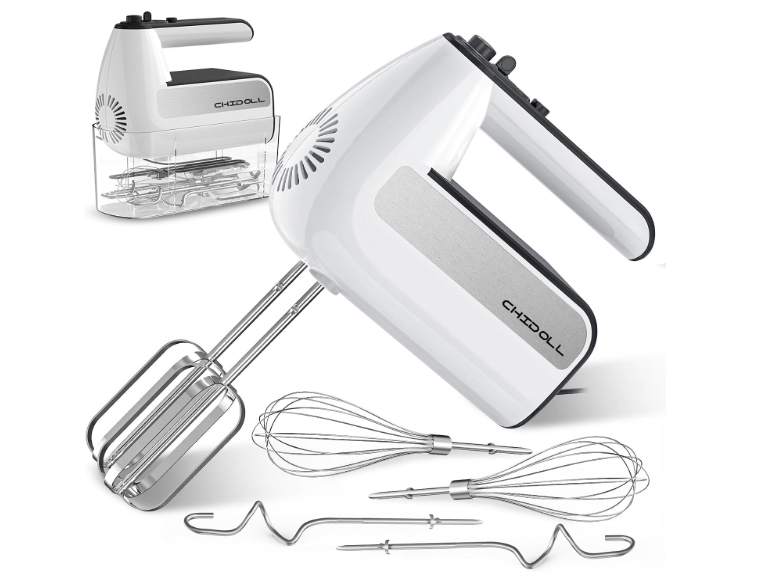 5-Speed Electric Hand Mixer, 800W Handheld Mixer with Turbo for Baking & Cooking, Kitchen Food Mixer with Storage Case 