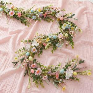 Hotop 6 ft Easter Egg and Mixed Berry Garland DIY Artificial Decorations Hanging Rustic Spring Pastel Long Easter Garland String for Holiday Parties Home Decor