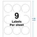 2.5" Circle Sticker Labels, Round Printable Sticker to Write On, Sticker Paper for Inkjet Printer, (9 Labels/Sheet), 100 Sheets