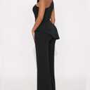 Ekaliy Women's 2 Piece Pants Suit Sexy One Shoulder Top Flare Pants Sets Elegant Jumpsuits Formal Going Out Suit (Black, XL)