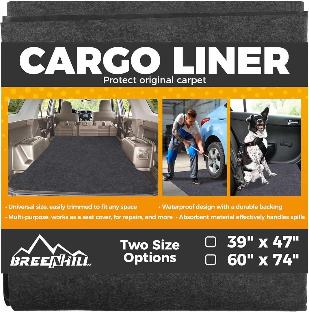 Cargo Liner Mat (60" x 74"), Dog Seat Cover, Trunk Liner, Absorbent, Waterproof, Protects Vehicle Interior, for SUVs, Trucks, Vans, and Cars