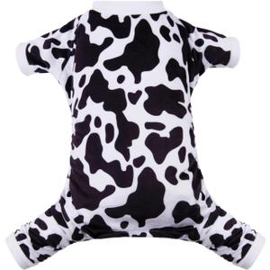 CuteBone Dog Pajamas Costumes Fleece Pet Clothes Puppy Onesie Winter Holiday Cute Cat Jammies Keep Your Pet Warm in The Cold Weather (Small, Cow)