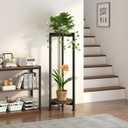 Plant Stand Indoor Corner Tall 2 Tier Metal Modern Flower Storage Plant Shelf Holder for Living Room Balcony Garden, Black (2 Tier-Black Round)