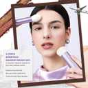 Jessup 4pcs Essential Face Brush Set, Kabuki Brushes for Foundation Contour Blush & Highlighter, Ultra-Soft Synthetic Fiber, Cruelty-Free, Perfect for Clean Girl Look, Luxury Purple T517