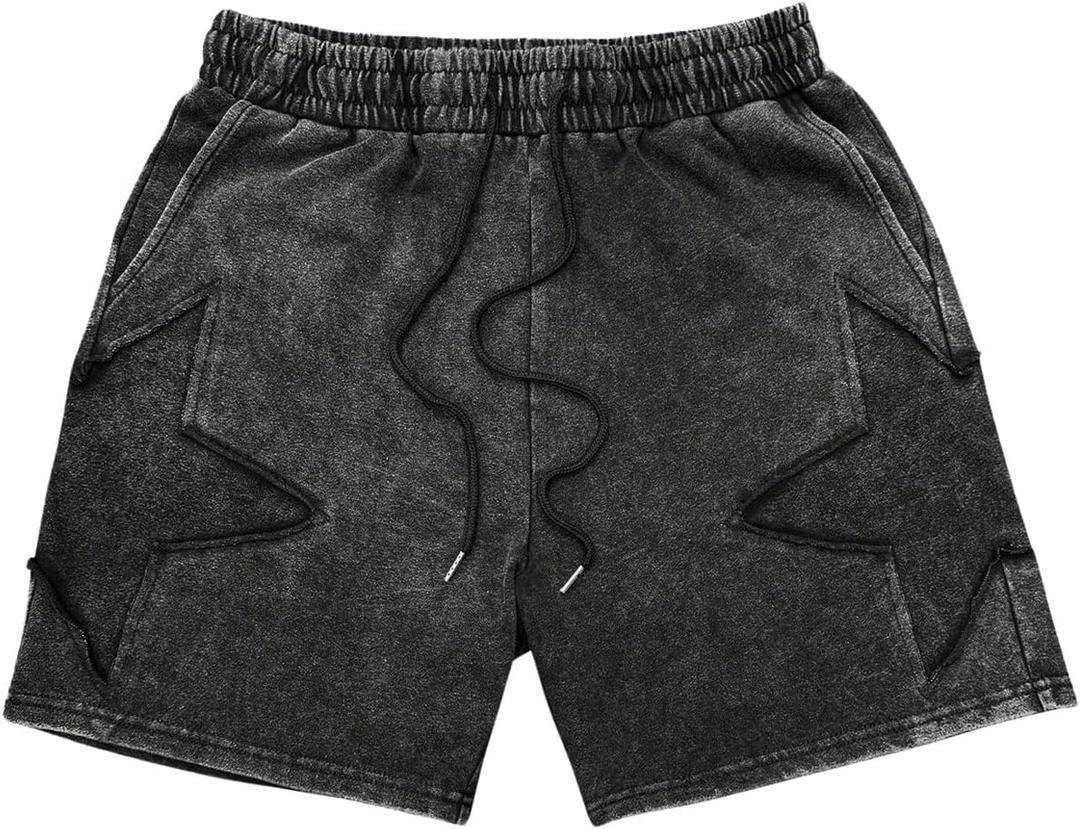 Floerns Men's Star Print Drawstring Waist Summer Track Shorts with Pocket Black Small (X-Large)