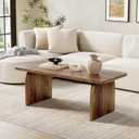 LITTLE TREE Farmhouse Coffee Table, 47 Inches Wooden Center Tables with Rounded Corners, Rectangular Living Room Tables, Modern Low Cocktail Tea Furniture for Living Room (Rustic Brown)