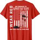 Red Friday Military Veteran Support Our Troops American Flag T-Shirt Small