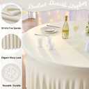 leegleri 10 Pack 60Inch Ivory Spandex Round Tablecloths, Stretchy 120inch Fitted 5FT Round Table Cloths, Wrinkle Free Table Cover with Skirt for Wedding Party Dining Banquet