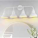 pasentel 34" Farmhouse Large Vanity Light, 4-Light Bathroom Lighting Fixtures Over Mirror, White Modern Rustic Industrial Indoor Wall Sconce Lighting for Bathroom, Cabinet, Mirror