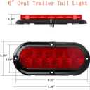 NPAUTO 2Pcs 6" Oval Trailer Tail Lights Red 6 LED Stop Turn Brake Light Trailer Marker Lights Flush Mount for RV Truck Boat Trailer Waterproof