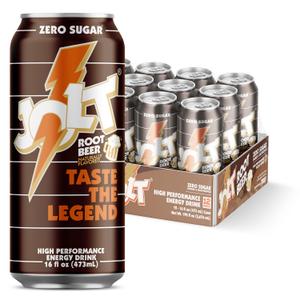 JOLT Root Beer Energy Drink - 200mg Caffeine Drink with L-Carnitine & Taurine - High Performance Energy Drinks with Nootropics - Root Beer (12 Count) (EXP 05/13/28)