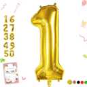 Smlpuame 40 inch Number Balloon 0-9 Gold Large Number 1 Balloons,Digital Balloons for Birthday Party Celebration Decorations Supplies, Helium Foil Number Balloons for Wedding Anniversary
