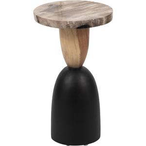 Modern End Table, Side Table, or Small Night Stand for Room Decor  Round Petrified Wood Bedside Table for Home, Bedroom, or Living Room  Decorative Sturdy Table for Small Spaces  20" Brown & Black