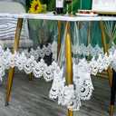 1. Clear Plastic Round Tablecloth Waterproof Vinyl PVC Tablecloth Embroidered Lace Edge Transparent Table Cover for Kitchen Outdoor and Indoor Uses-Round 75 inch, White 2.  White Lace Tablecloth Vintage Embroidered Spring Wedding Tablecloths Overlay for Outdoor Party Reception Home Decor