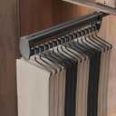 Pull Out Valet Rod for Pants Hangers, Top Mounted Adjustable Sliding Closet Rail, Made of Aluminum Alloy, Smooth Pull-Out, Heavy Duty Trouser Rack Bar for Skirts, Shirts (12in)