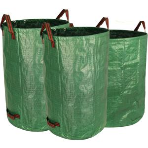 Gardzen 32&40&72 Gallon Yard Waste Bags, Reusable Heavy Duty Collapsible Garden Leaf Bags with Plastic Ring, Stand-Up Yard Waste Bin for Leaves, Lawn Debris & Grass Clippings (1 Count (Pack of 3))