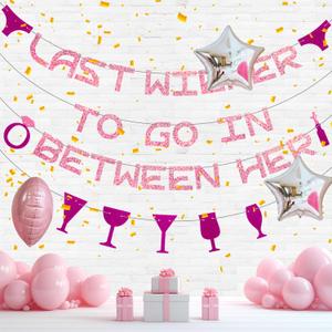 Breling Bachelorette Party Banner Black & Pink Glitter Banner Bachelorette Party Decorations Bridal Shower Sign for Wedding Favor Supplies Gifts