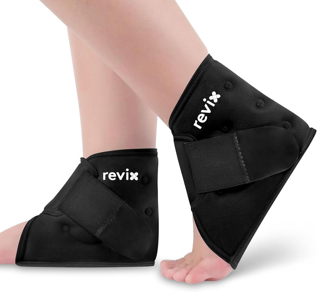 REVIX Gel Ankle Ice Packs Wrap for Swelling, Reusable Ice Pack for Foot Plantar Fasciitis, Flexible Cold Compression Wrap for Ankles Sprain, Sport Recovery, and All-Day Comfort, 2 Packs