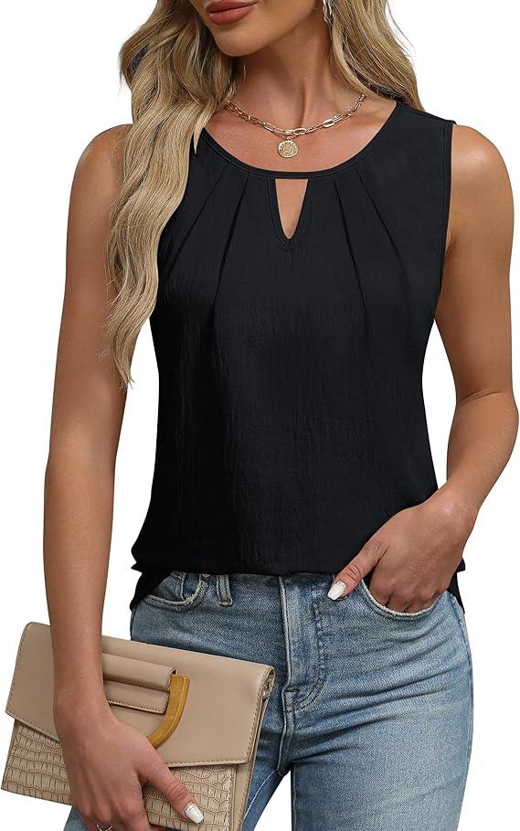 Womens Business Casual Tank Tops Work Clothes Dressy Casual Blouses Summer Tops Clothes, Size M