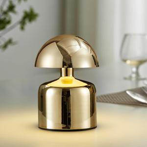 Modern Cordless Mushroom Small Table Lamp Touch LED Lamp, 3-Way Dimmable Bedside Nightstand Lamp Mini Rechargeable Night Light for Bedroom, Living Room (Gold)