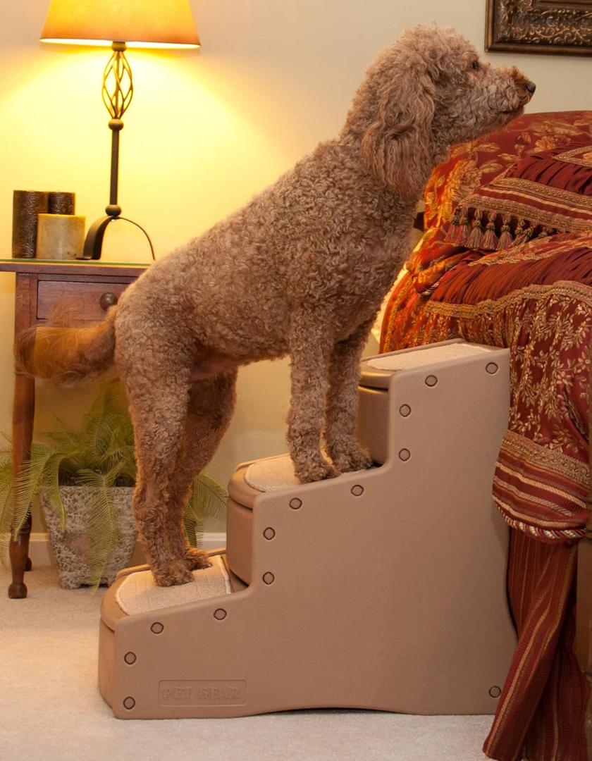 Pet Gear Easy Step III Extra Wide Pet Stairs, Camel
3 Step, For Cats/Dogs, Removable Washable Carpet Treads, Supports 200 Pounds, No Tools Required