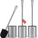 Toilet Brush and Holder, 3 Pack Compact Size Toilet Bowl Brush with Stainless Steel Handle, Space Saving for Storage, Drip-Proof, Toilet Scrubber for Cleaning Bathroom Grey (Gray)