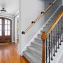 SELEWARE 67 Inch Wood Handrail Indoor Stair Handrail Drywall Mount Handrail w/Sturdy Metal Barckets, Barrier-Free Staircase Grab Bar for Elderly, 1.3 Inch Round