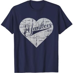 Vintage Heart Yankees I Love Yankees First Name Personalized T-Shirt, M