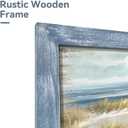 Modern Coastal Framed Wall Art: Beach Chair Painting Seaside Wood Decor Rustic Blue Ocean Artwork Calming Seascape Nature Picture Sea Deckchair Landscape Prints for Bedroom Bathroom Living Room