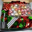 SINTENILL 5 FT Pop Up Christmas Tree with Timer Lights and Decorations, Red Green Tinsel Christmas Tree with 24 Ball Ornaments, Pencil Tree Collapsible Christmas Tree for Home, Apartment, Office