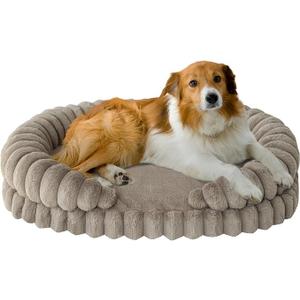 BALANCE Calming Dog Bed for Large Sized Dogs, 36 Inches Oval Washable Pet Bed with Sides, Orthopedic Pet Couch Sofa with Non-Slip Bottom, Oatmeal
