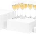 Red Co. Set of 3 (12", 10", 8") Square Cube Acrylic Display Nesting Risers with Hollow Bottoms, White