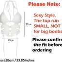 Women's Sexy Cut Out Deep V Neck Halter Crop Top Sleeveless Criss Cross Tank Top Tie Up Backless Cami Crop Top White (White, M)