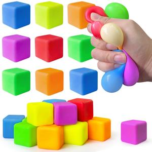 42 Pack Stress Cube,Stretchy Fidget Toys for Anxiety Relief,Pull Stretch Fidgets for Valentines Classroom Prize Box Toys,Teacher Reward for Student,Squishy Sensory Toys, Includes Storage case